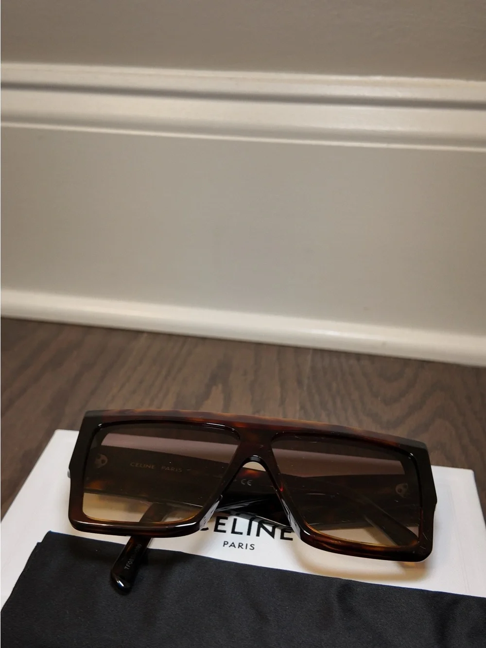 Celine Tortoise Brown Gradient Shield (3 dot) Sunglasses